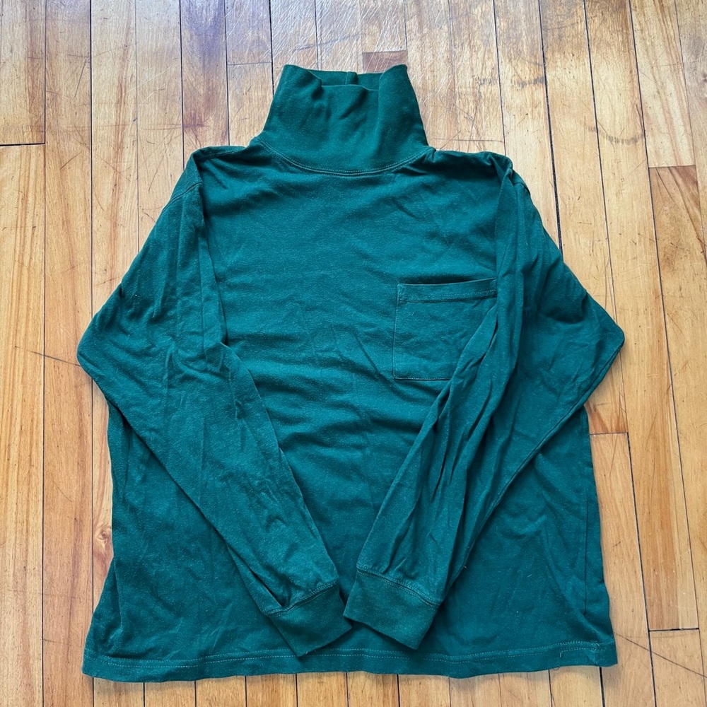 Haband Green Cotton Long Sleeve Turtleneck Chest Pocket Women’s‎ XL